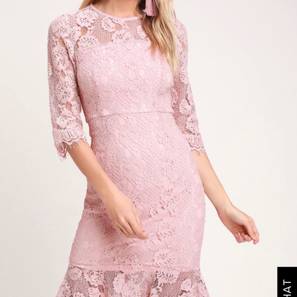 Blush Lace Midi Dress